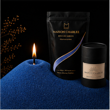 Bougie sablée Bleu Azur | 250 g & 500 g – Maison Charlee