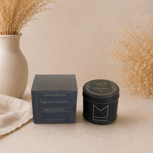 Bougie cadeau bonne fête maman sablée végétale boîte métal gravée – Maison Charlee