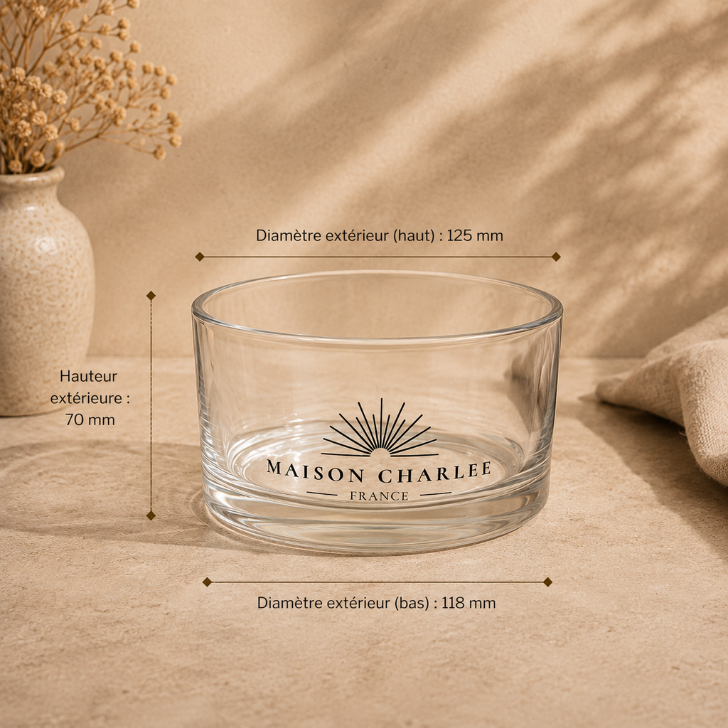Le Charlee – contenant en verre transparent Maison Charlee, largeur extérieure 11,5 cm, largeur intérieure 8,5 cm, hauteur 5,5 cm