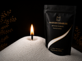 Sable de bougie Blanc Pur Maison Charlee en cire 100 % végétale avec mèche allumée