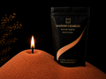 Sable de bougie Orange Ambre Maison Charlee en cire 100 % végétale avec mèche allumée