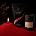 Bougie sablée Rouge Intense Maison Charlee, recharge 500 g et boîte 250 g de sable de bougie végétal