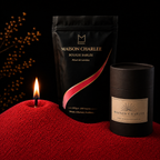 Bougie sablée Rouge Intense Maison Charlee, recharge 500 g et boîte 250 g de sable de bougie végétal