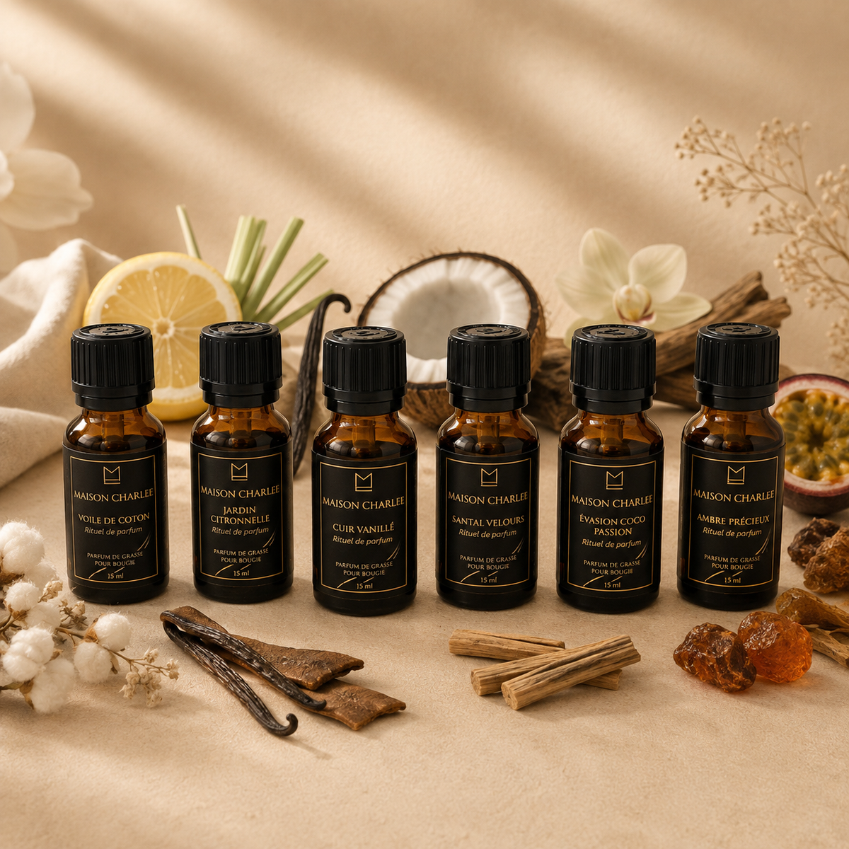 Parfums de Grasse pour bougies Maison Charlee