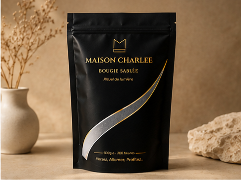 Bougie sablée Noir Profond | 250 g & 500 g – Maison Charlee