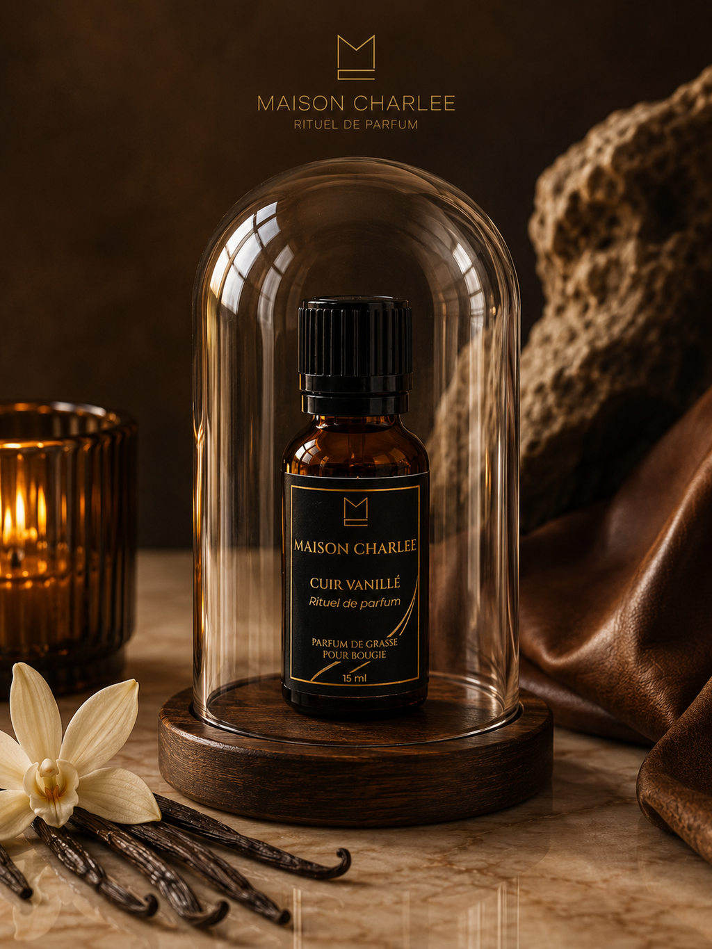 Parfum pour bougie Cuir Vanillé Maison Charlee